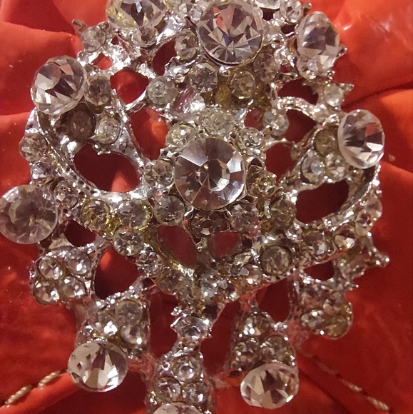 Vintage Orange Faux Leather & Rhinestone Clutch - Picture 6 of 13